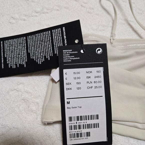 Weekday Bay Swim Top Bandeau off white sz Med Scandi Stockholm - Picture 6 of 9